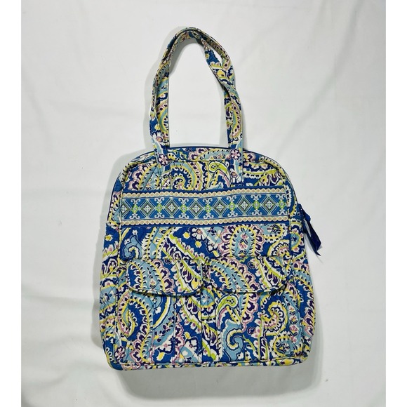 Vera & Lucy Handbags - Capri Blue Paisley Vera Bradley Retired Tall Computer Bag Travel Zip Top Spring